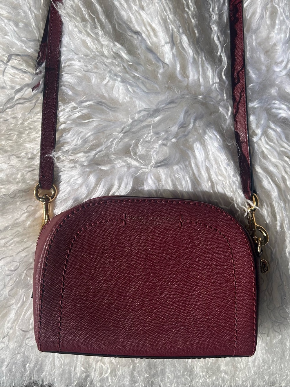 Marc Jacobs Burgundy Leather Crossbody Bag with Gold Hardware